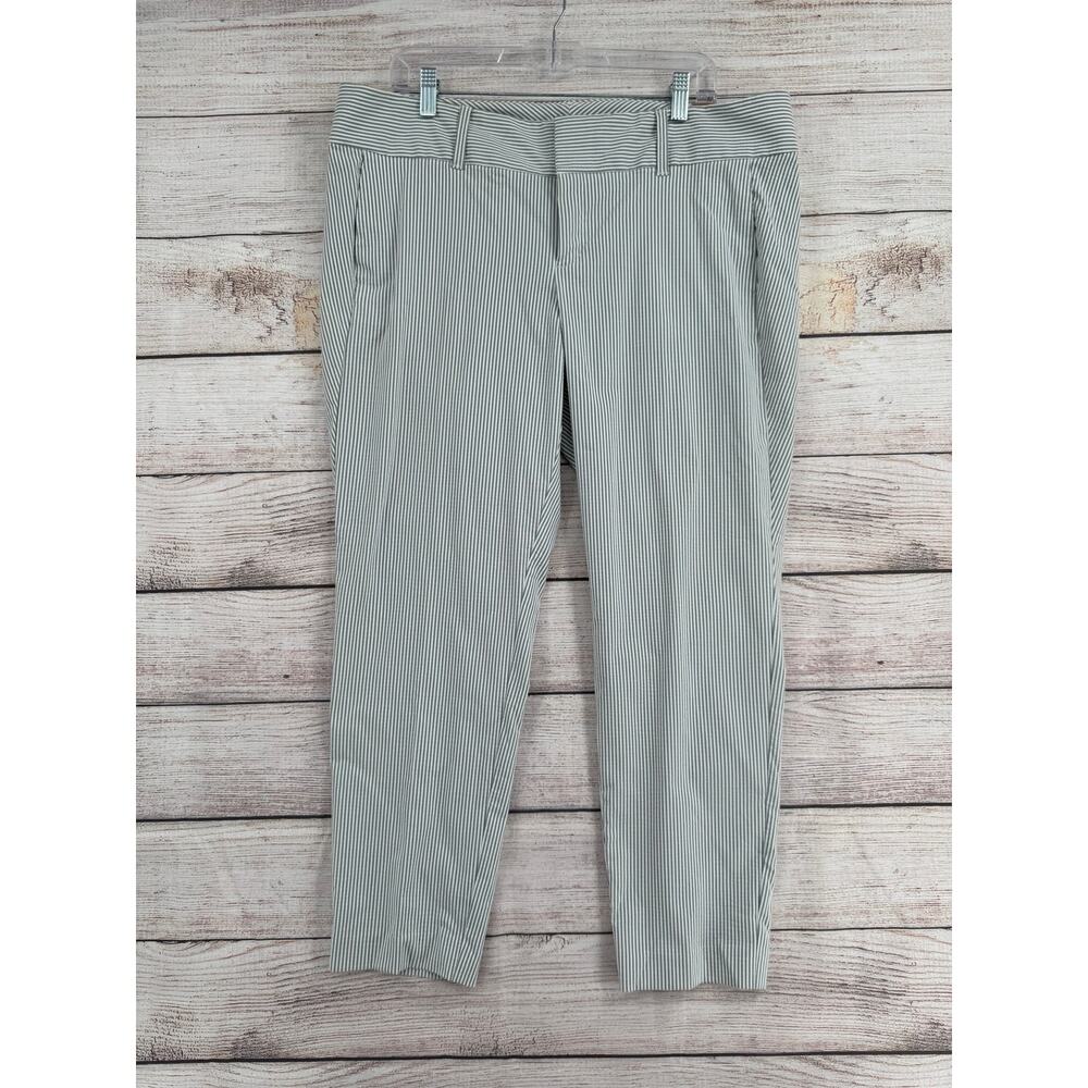 G.H. Bass & Co Amelia Seersucker‎ Pants Womens 16 Gray White Ankle Length NEW